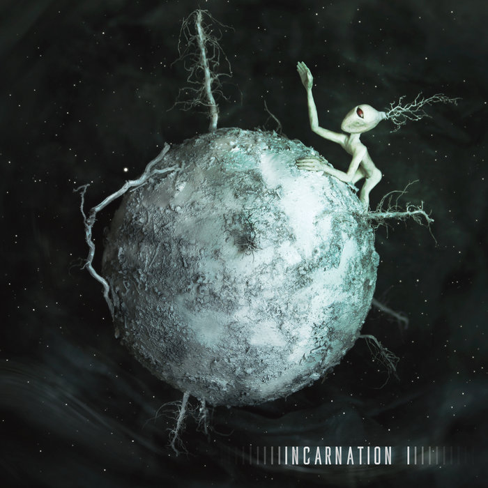 Incarnation I album artwork: an otherworldly figure on a small planet